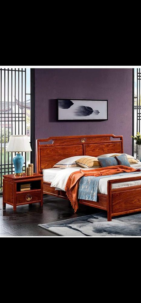 Giường ngủ gỗ hương kèm táp đầu giường - Đồ gỗ Thọ Phương